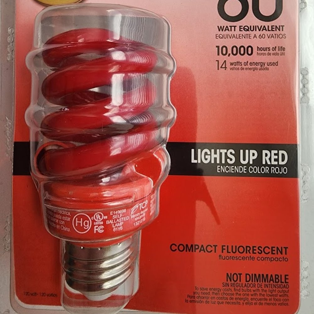 TCP 60W Equivalent Bug Light Compact Fluorescent Light Bulb Spiral.